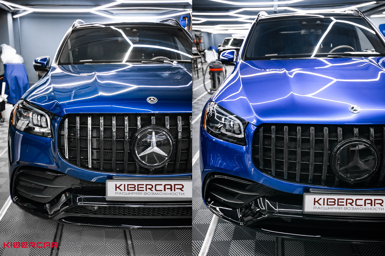 Оклейка Mercedes-Benz GLS цветной полиуретановой пленкой и обновление антихрома