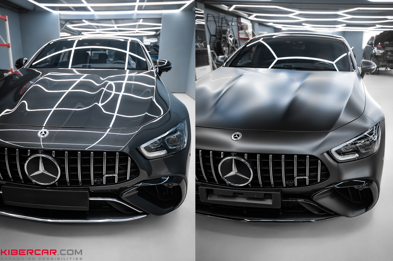 Преображение Mercedes-Benz AMG GT: матовый полиуретан и частичный антихром