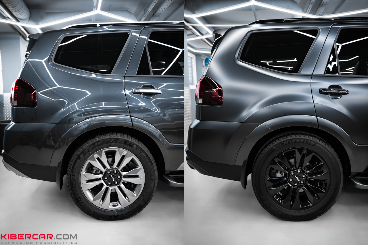 Преображение Kia Mohave: покраска дисков в глянцевый чёрный цвет