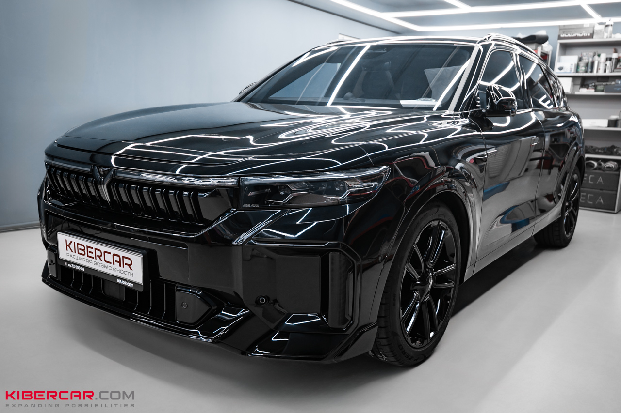 Покраска суппортов на Voyah Free в черный цвет с фирменной надписью