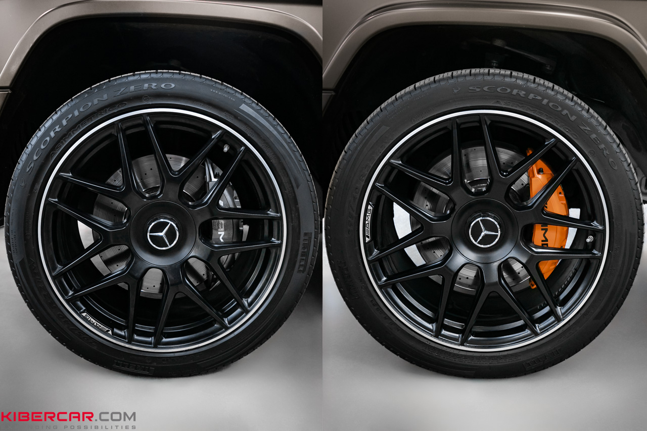 Преображение суппортов на Mercedes-Benz G-Класс: яркий оранжевый цвет и фирменный логотип AMG