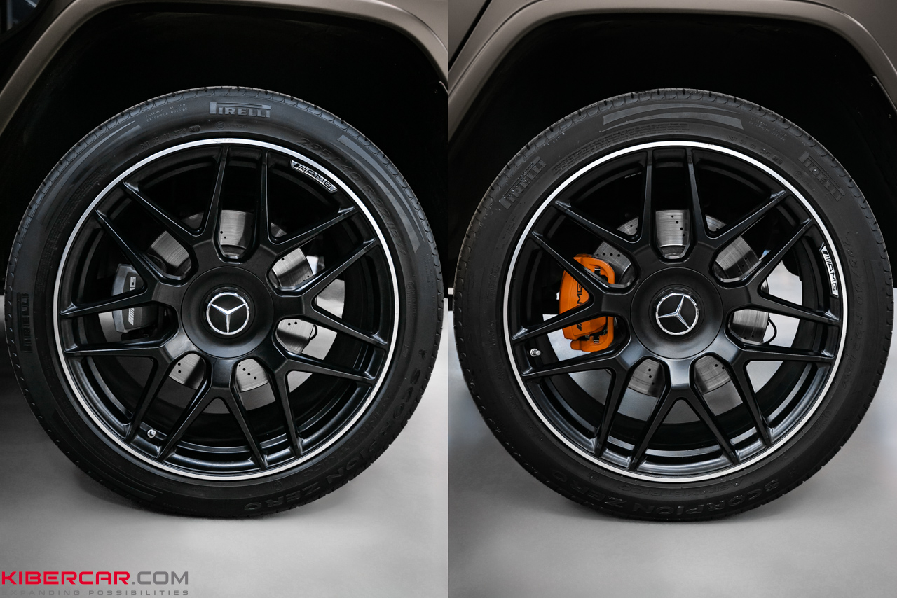 Преображение суппортов на Mercedes-Benz G-Класс: яркий оранжевый цвет и фирменный логотип AMG